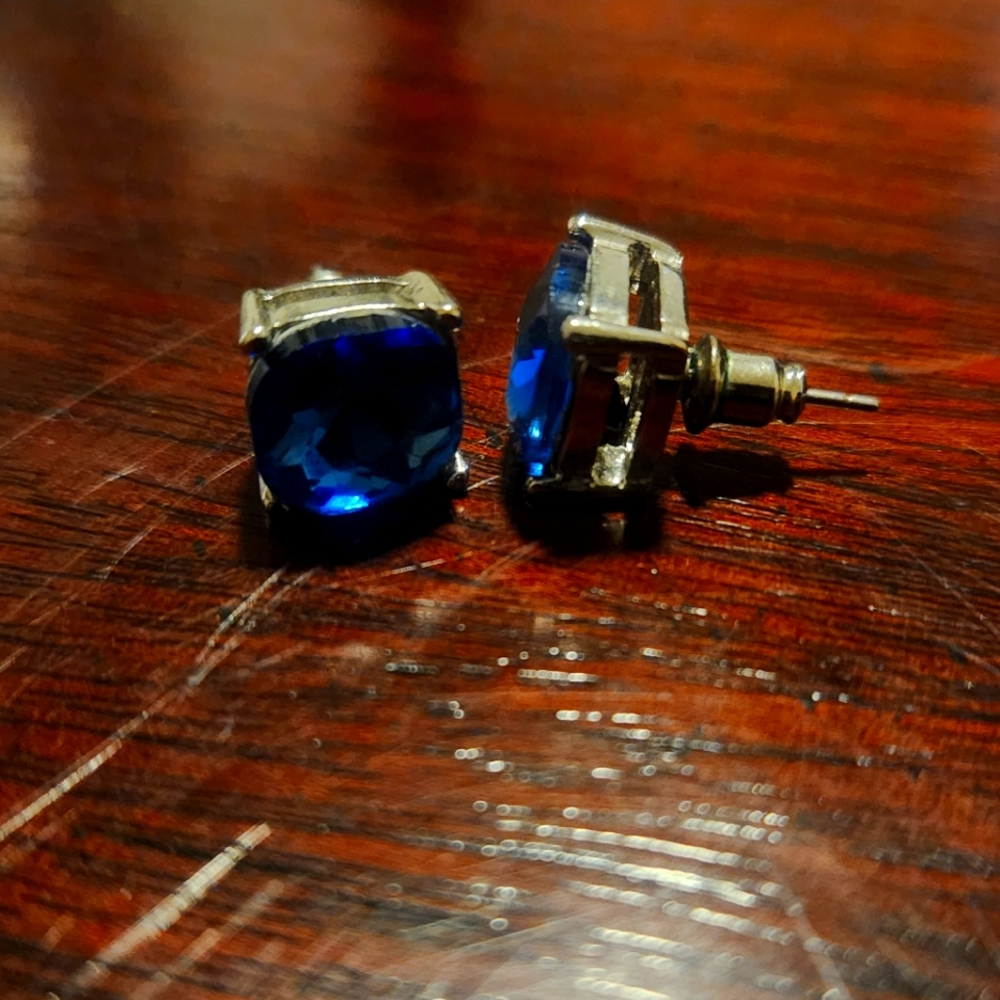 Boutique Sapphire Silver Post Stud Earrings